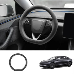 Alcantara Steering Wheel Cover (Hand Stitch, Half-Open, One-Piece) for Tesla Model 3 Highland Standard 2025+ - T-Launch