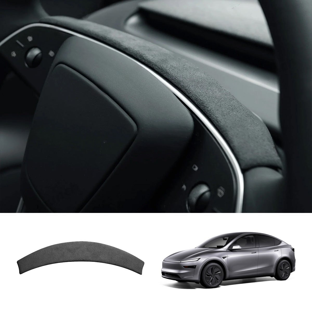 Alcantara Steering Wheel Strip Cover for Tesla Model Y Juniper 2025+ - T-Launch