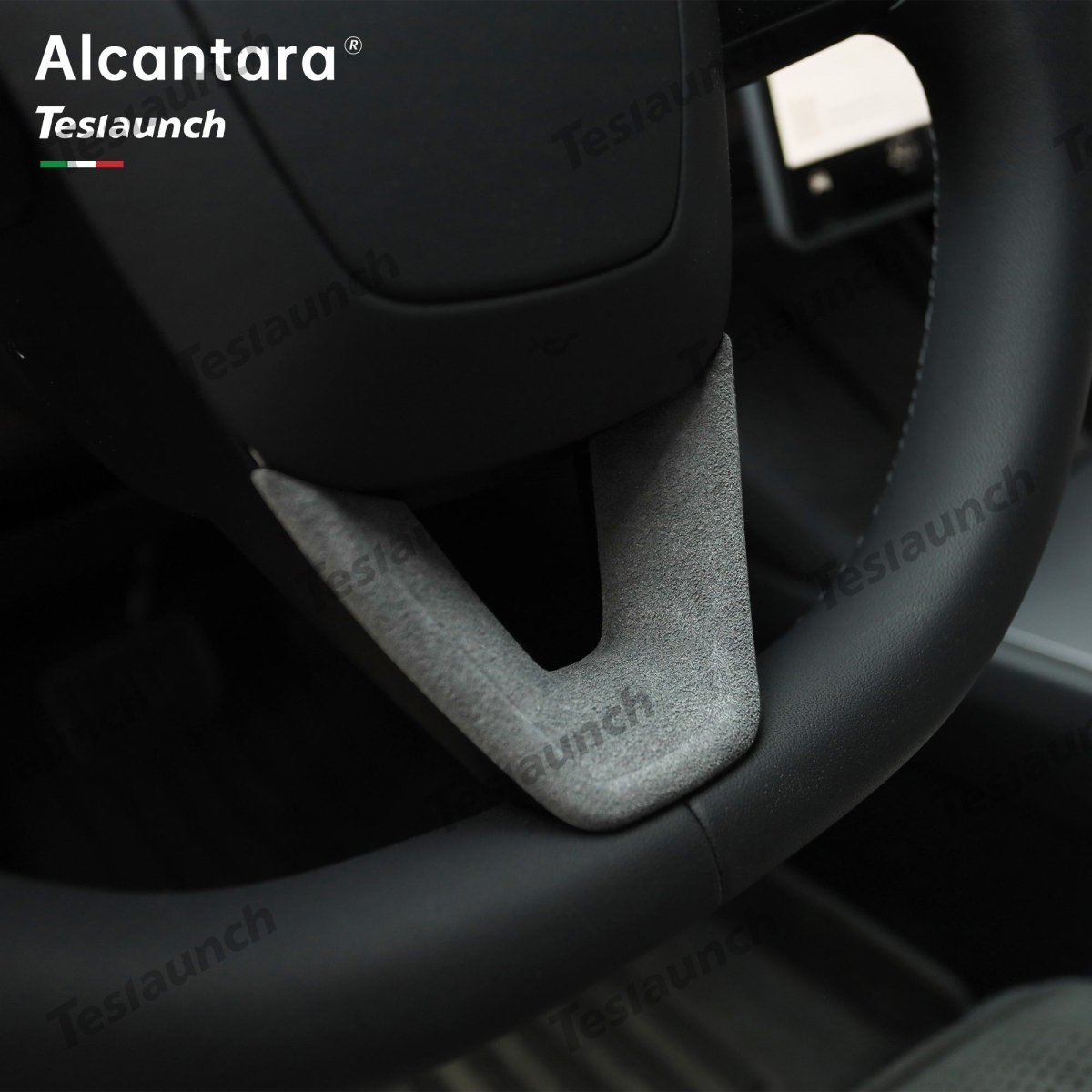 Alcantara Steering Wheel U-shaped Cover Sticker For 2024+ Model 3 Highland - T-Launch