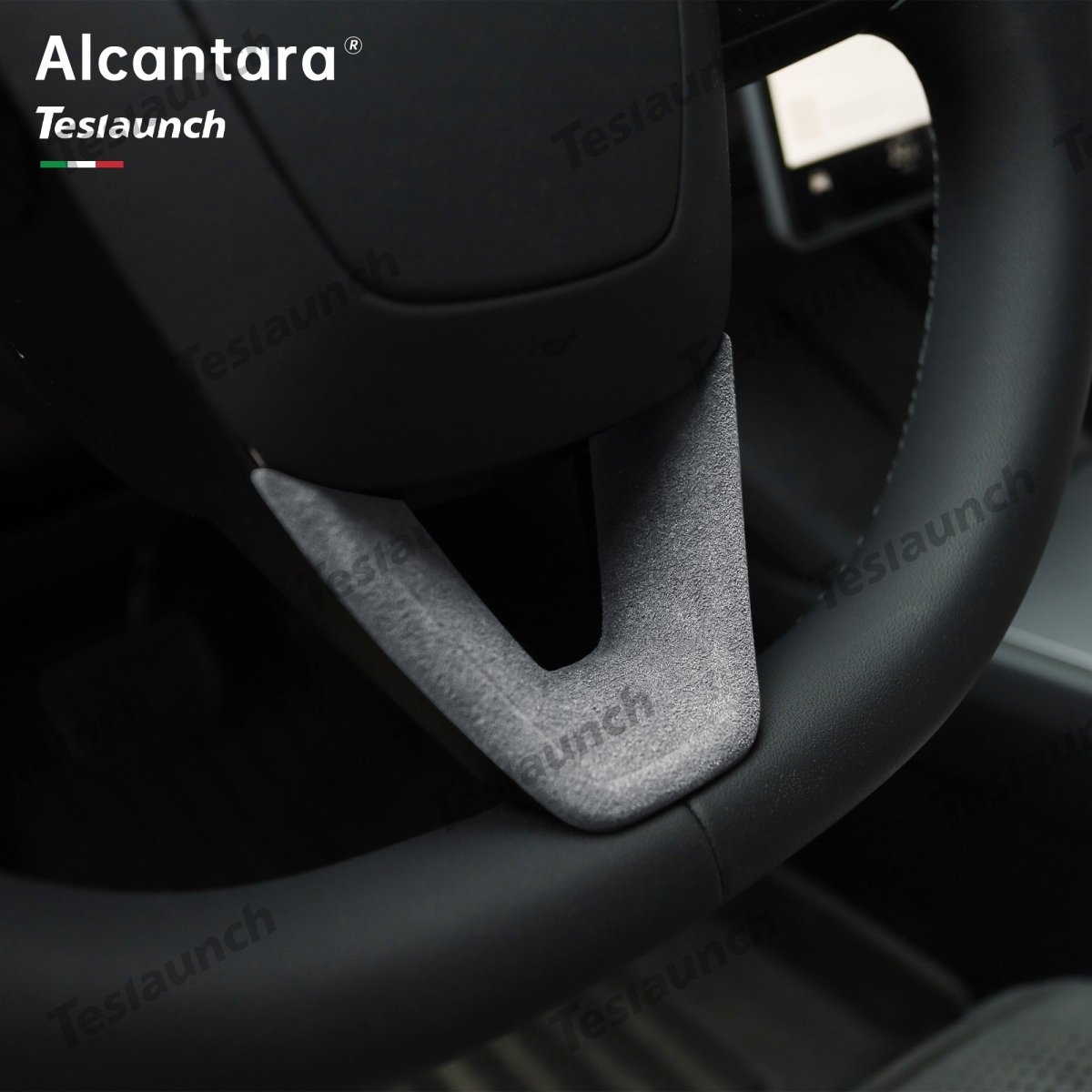 Alcantara Steering Wheel U-shaped Cover Sticker For 2024+ Model 3 Highland - T-Launch