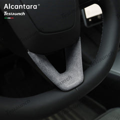Alcantara Steering Wheel U-shaped Cover Sticker For 2024+ Model 3 Highland - T-Launch