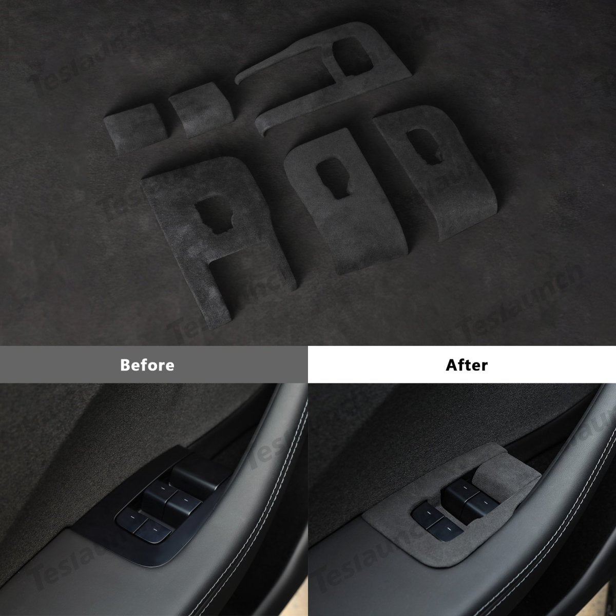 Alcantara Window Switch Button Cover 6 PCS For 2024+ Model 3 Highland - T-Launch