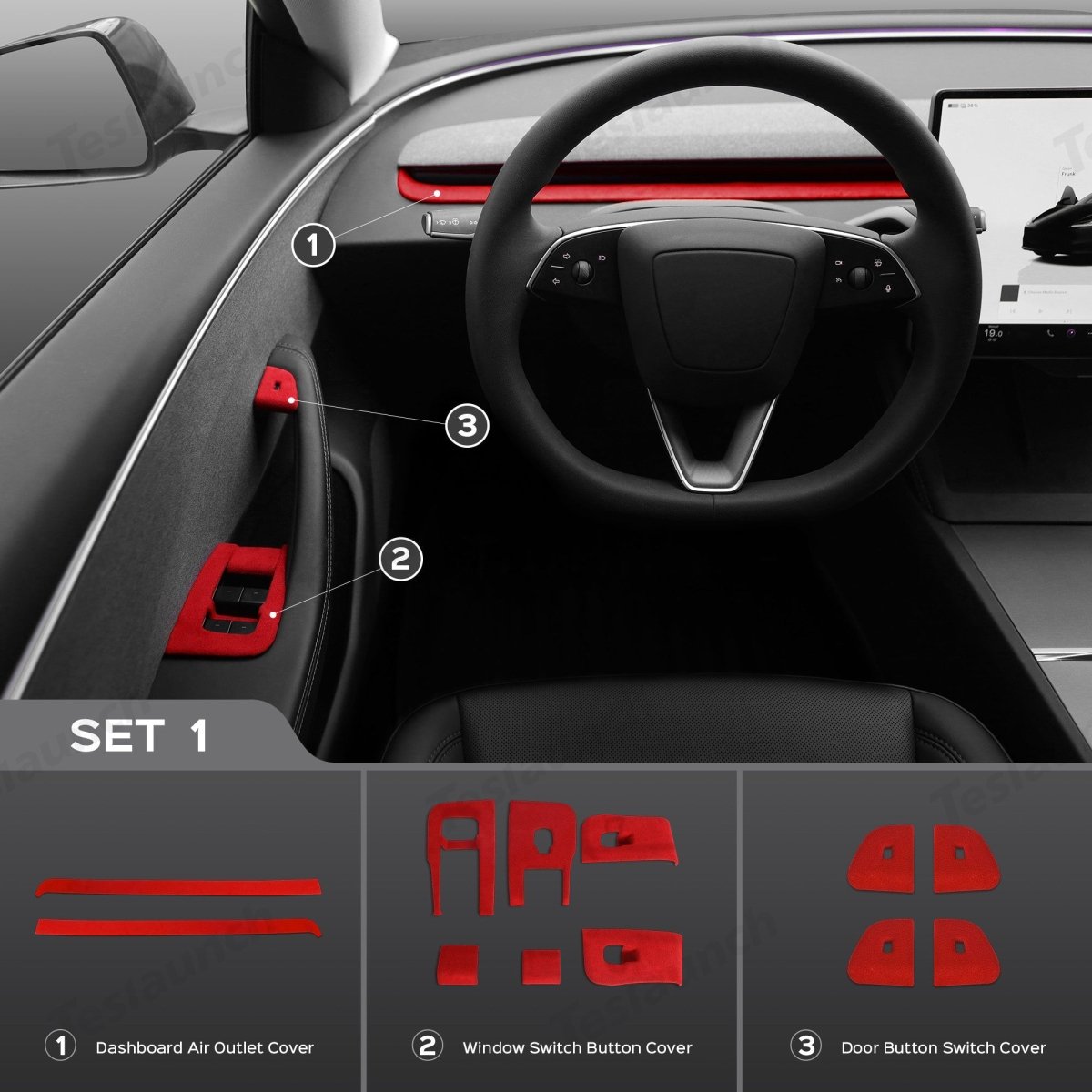 Alcantara Wrap Kit for Tesla 2024+ Model 3 Highland Interior Accessories - T-Launch