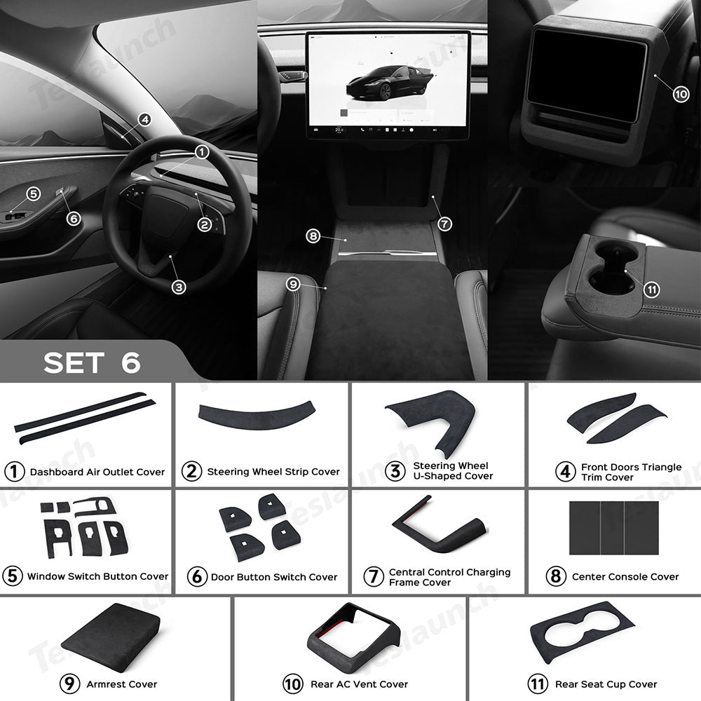 Alcantara Wrap Kit for Tesla 2024+ Model 3 Highland Interior Accessories - T-Launch