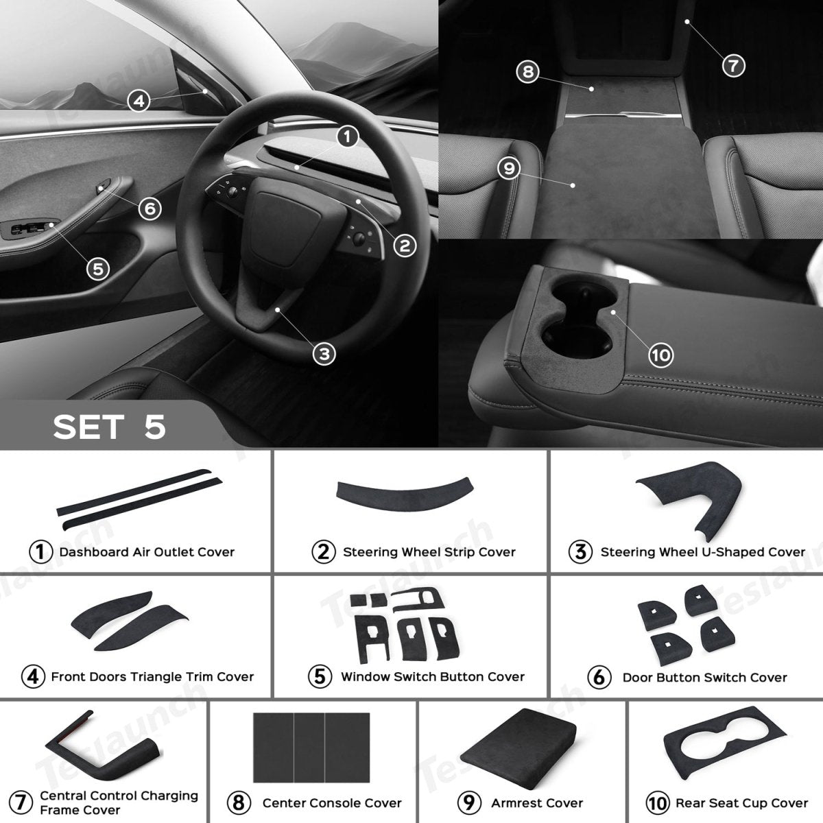 Alcantara Wrap Kit for Tesla 2024+ Model 3 Highland Interior Accessories - T-Launch