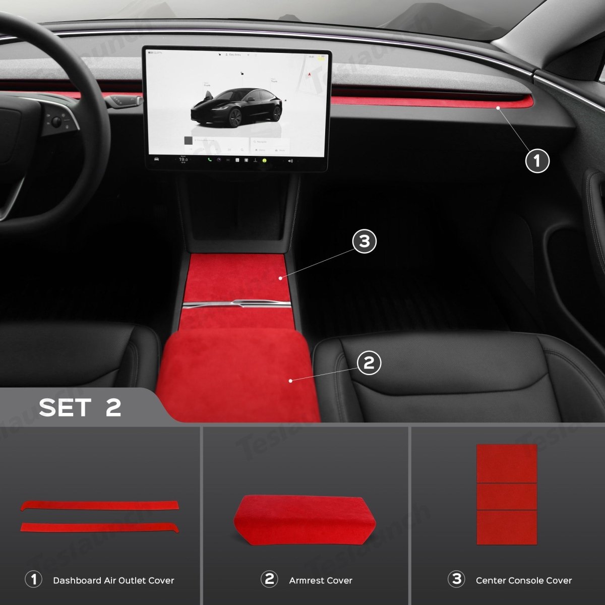 Alcantara Wrap Kit for Tesla 2024+ Model 3 Highland Interior Accessories - T-Launch