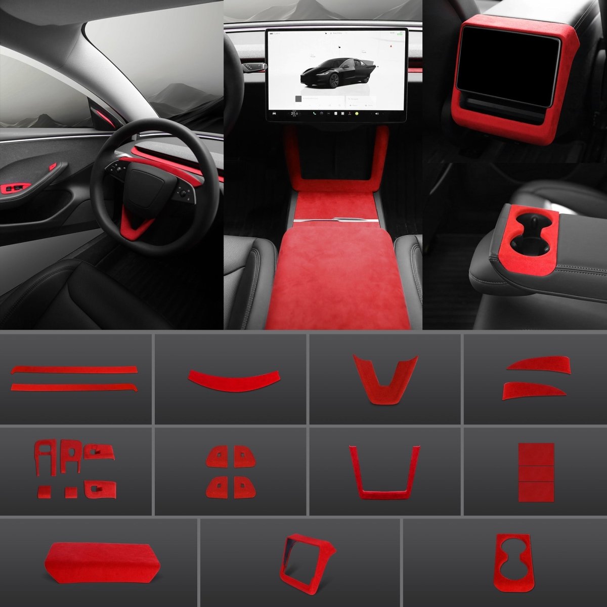Alcantara Wrap Kit for Tesla 2024+ Model 3 Highland Interior Accessories - T-Launch