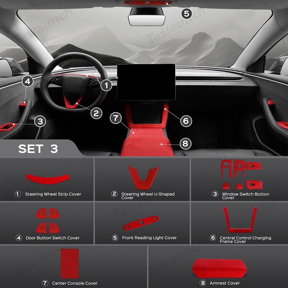 Alcantara Wrap Kit for Tesla 2024+ Model 3 Highland Interior Accessories - T-Launch