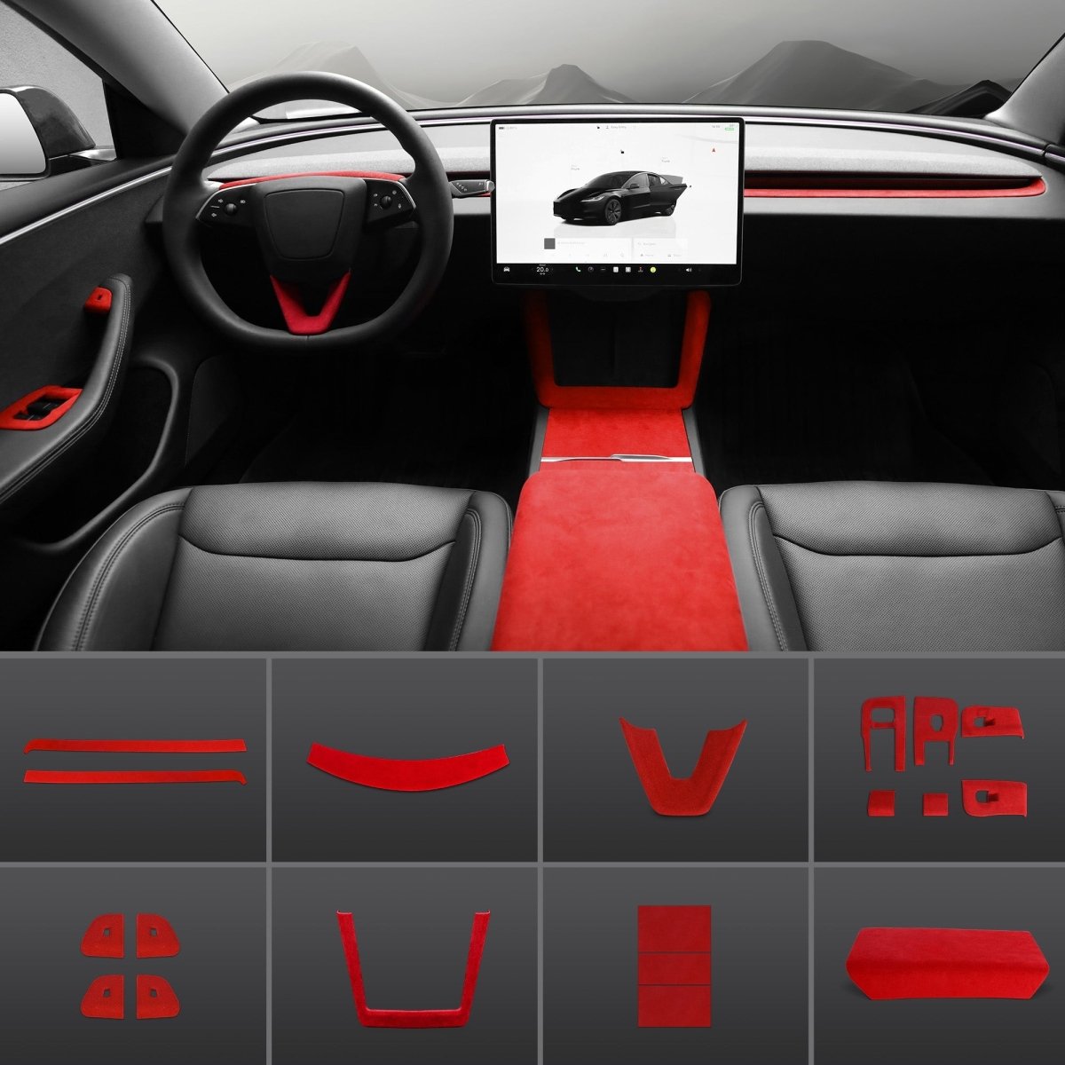 Alcantara Wrap Kit for Tesla 2024+ Model 3 Highland Interior Accessories - T-Launch