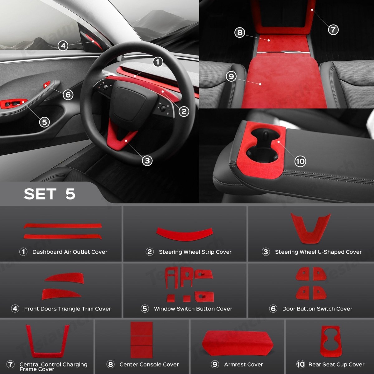 Alcantara Wrap Kit for Tesla 2024+ Model 3 Highland Interior Accessories - T-Launch