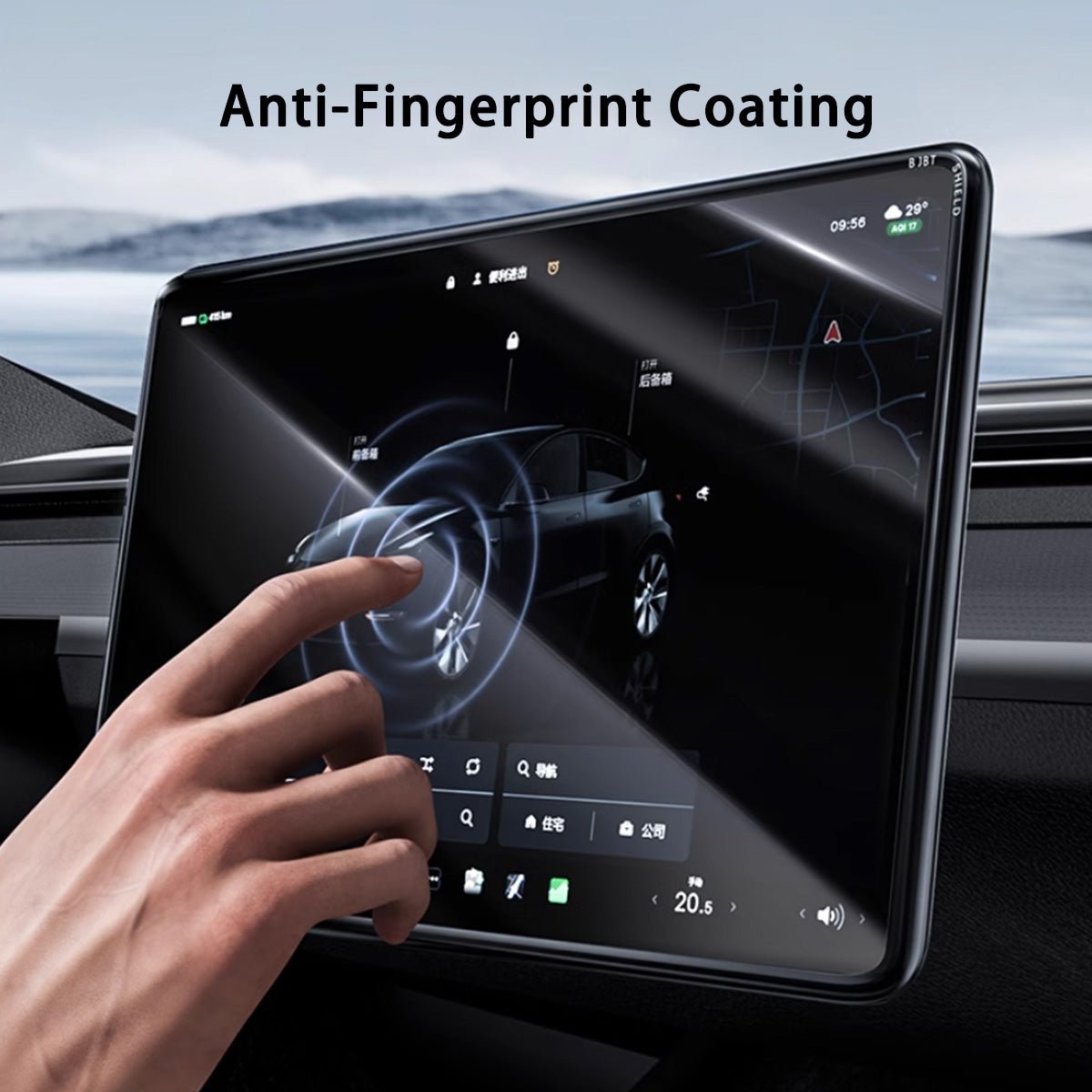 All-in-One Central Screen Tempered Glass & Frame Cover for Tesla Model 3/Y - T-Launch
