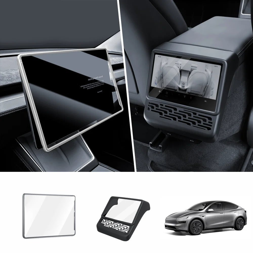 All-in-One Central Screen Tempered Glass & Frame Cover for Tesla Model Y Juniper 2025+ - T-Launch