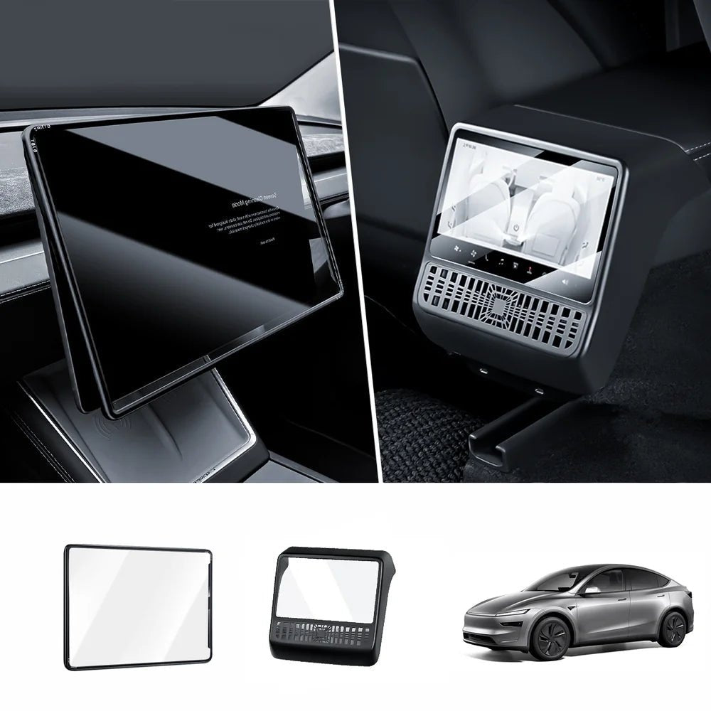 All-in-One Central Screen Tempered Glass & Frame Cover for Tesla Model Y Juniper 2025+ - T-Launch