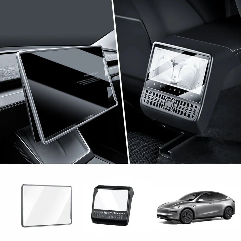 All-in-One Central Screen Tempered Glass & Frame Cover for Tesla Model Y Juniper 2025+ - T-Launch