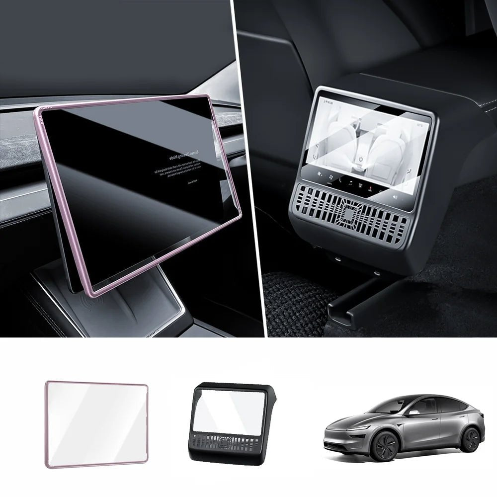 All-in-One Central Screen Tempered Glass & Frame Cover for Tesla Model Y Juniper 2025+ - T-Launch