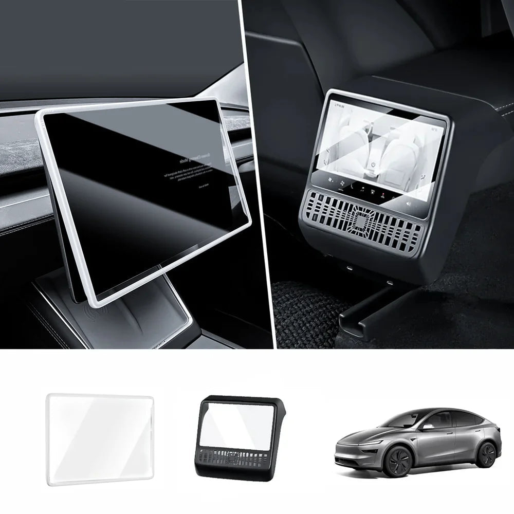 All-in-One Central Screen Tempered Glass & Frame Cover for Tesla Model Y Juniper 2025+ - T-Launch