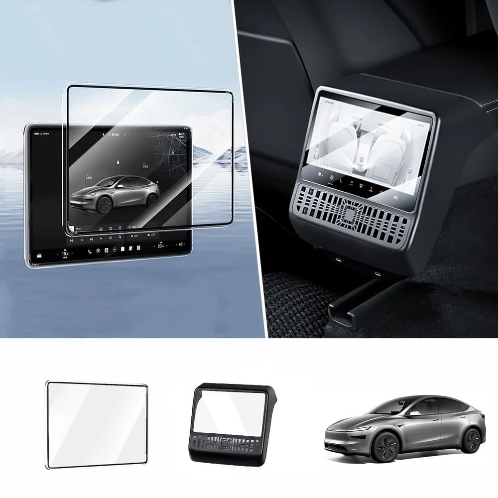 All-in-One Central Screen Tempered Glass & Frame Cover for Tesla Model Y Juniper 2025+ - T-Launch