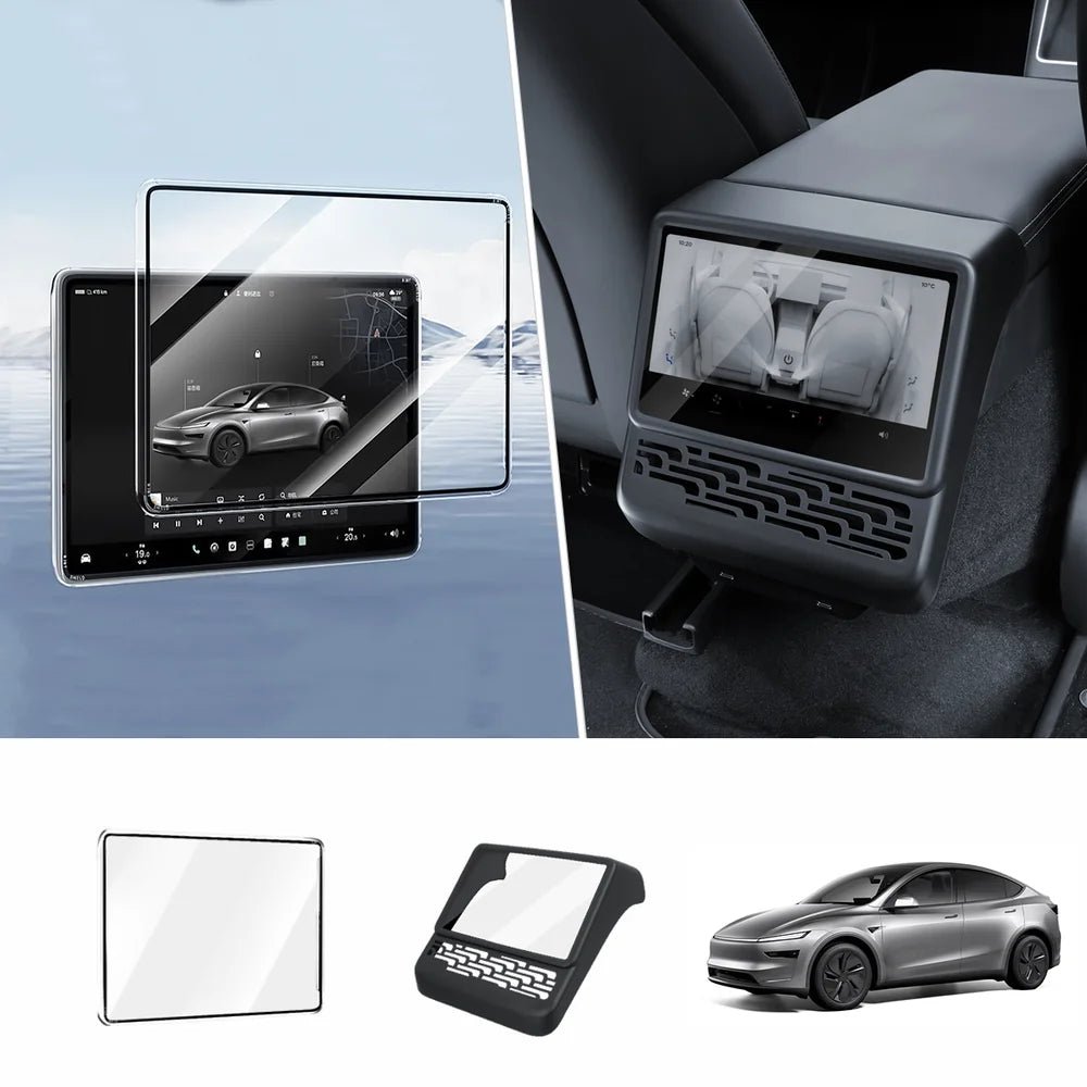 All-in-One Central Screen Tempered Glass & Frame Cover for Tesla Model Y Juniper 2025+ - T-Launch