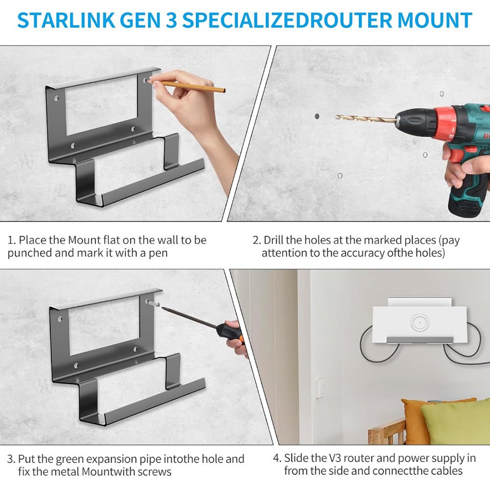 All-in-One Metal Router & Power Supply Wall Mount Kit for Starlink Gen 3 - T-Launch