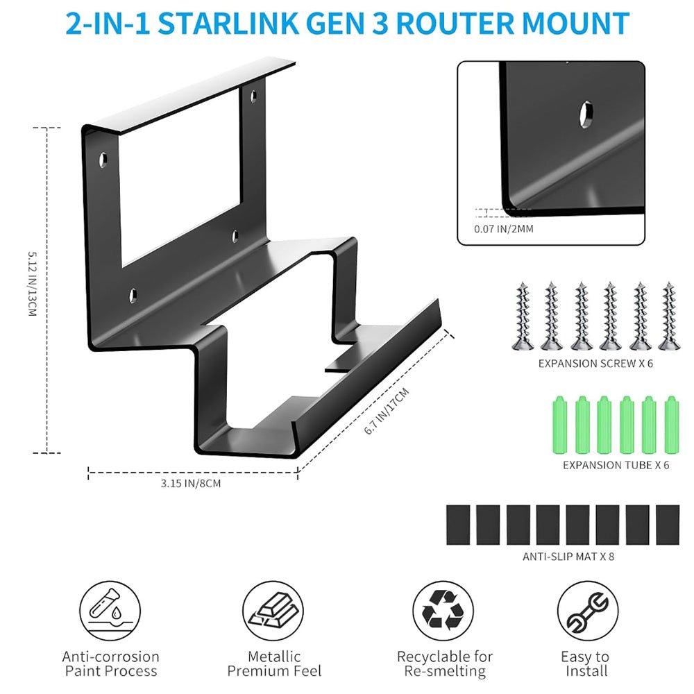 All-in-One Metal Router & Power Supply Wall Mount Kit for Starlink Gen 3 - T-Launch