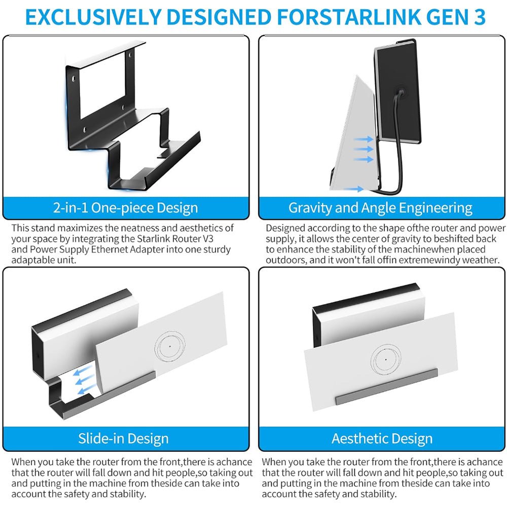 All-in-One Metal Router & Power Supply Wall Mount Kit for Starlink Gen 3 - T-Launch
