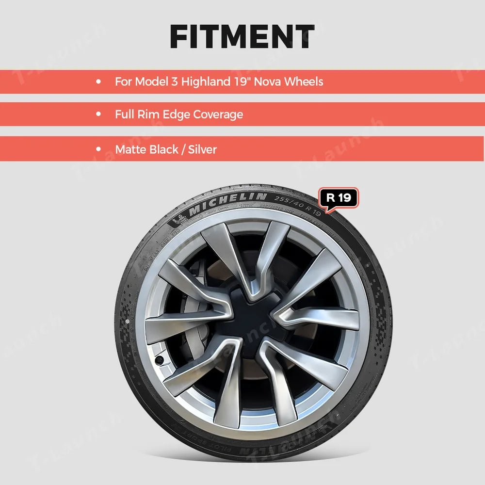 All-in-One Rim Protector for Tesla 2024+ Model 3 Highland 19" Nova Wheels - T-Launch