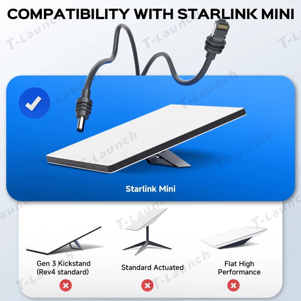 All-in-One Starlink Mini Ethernet & Power Cable - RJ45 & DC Connections - T-Launch