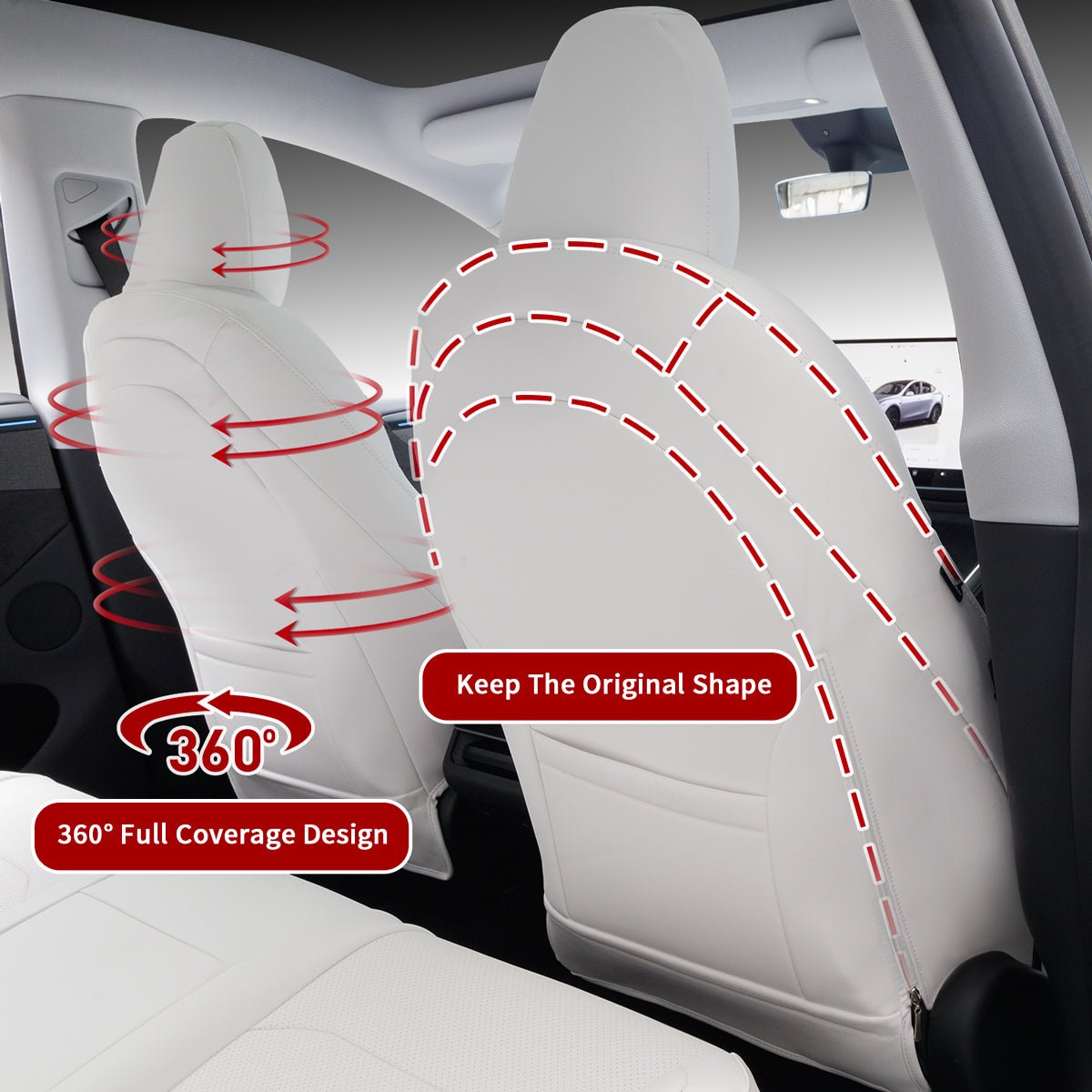All-Inclusive Seat Cover for New Tesla Model Y Juniper Premium 2025+ (3-Lined Insignia With Launch Series Embroidery Logo) - T-Launch