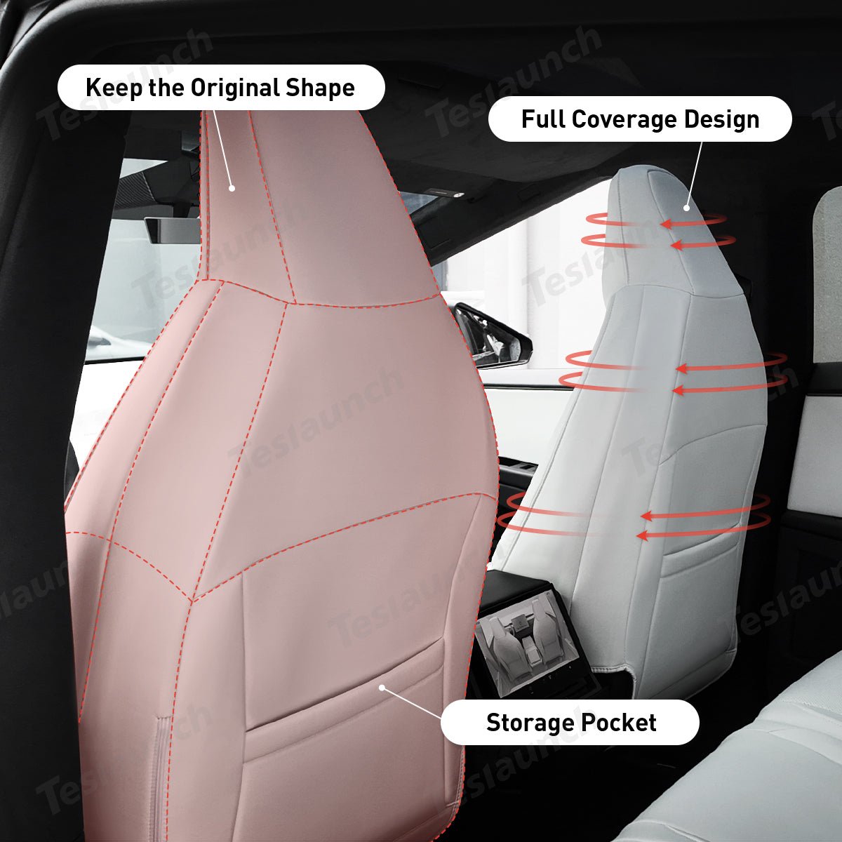 All-Inclusive Seat Cover for Tesla Cybertruck 2024+ (With Embroidery Logo) - T-Launch