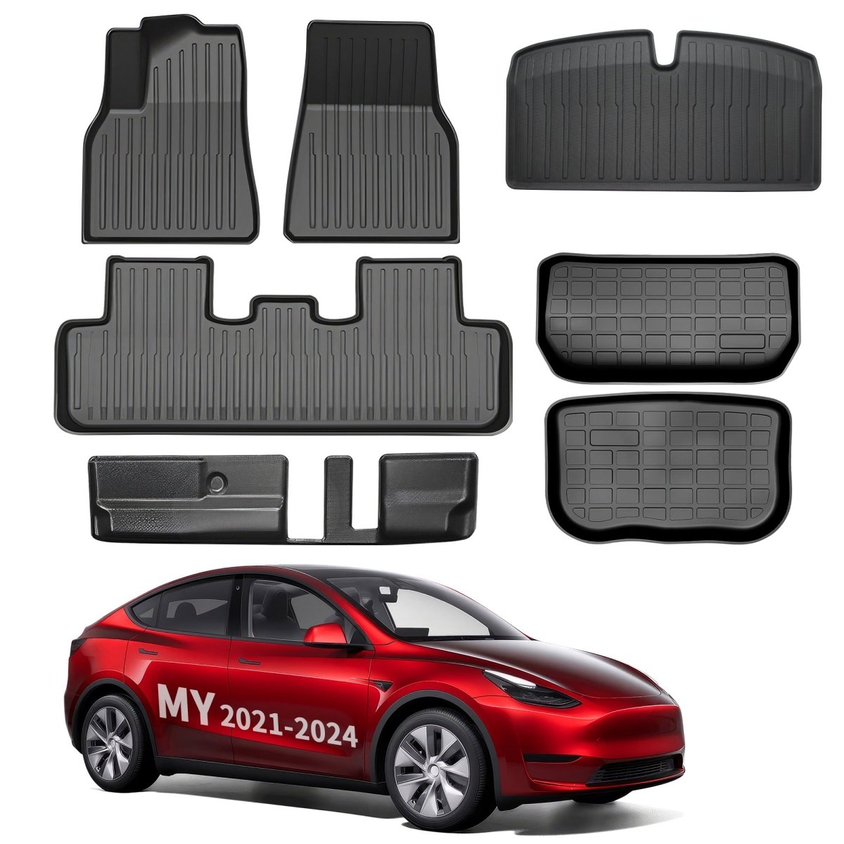 All Weather TPE Interior Floor Mats Cargo Liners Set for Tesla 2021-2024 Model Y - T-Launch