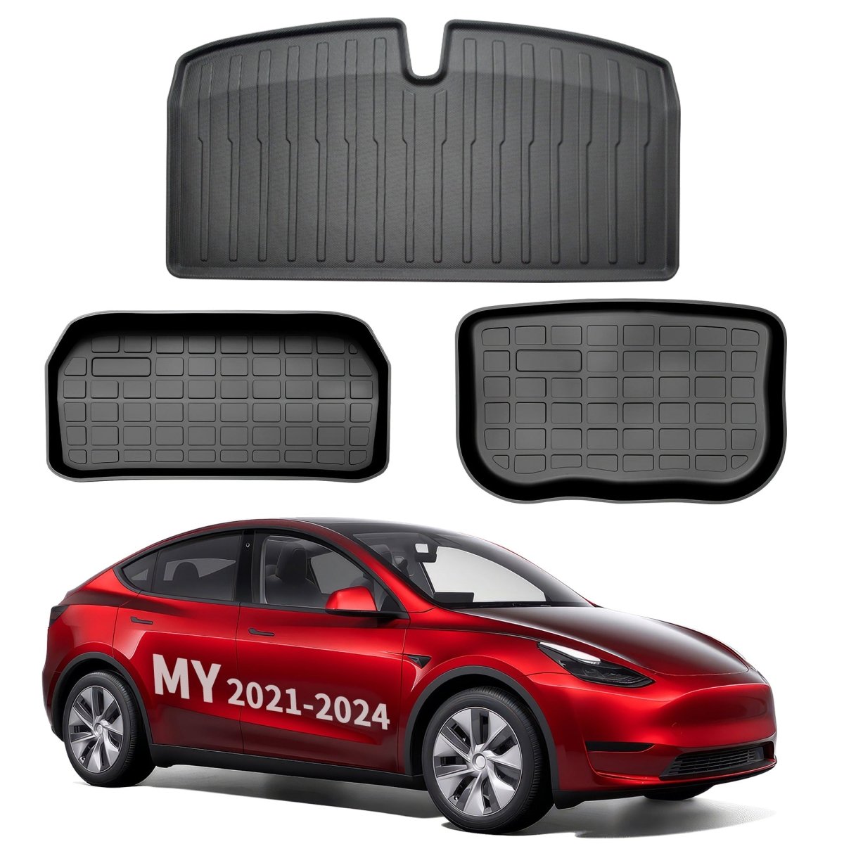 All Weather TPE Interior Floor Mats Cargo Liners Set for Tesla 2021-2024 Model Y - T-Launch