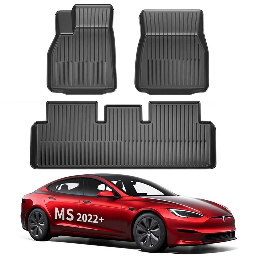 All Weather TPE Interior Floor Mats Cargo Liners Set for Tesla 2022+ Model S - T-Launch