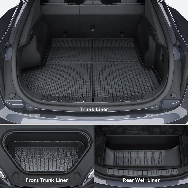 All Weather TPE Interior Floor Mats Cargo Liners Set for Tesla 2022+ Model S - T-Launch
