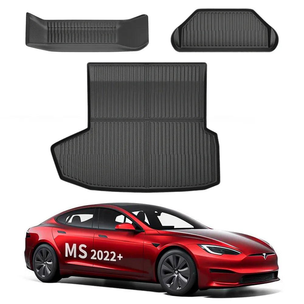 All Weather TPE Interior Floor Mats Cargo Liners Set for Tesla 2022+ Model S - T-Launch
