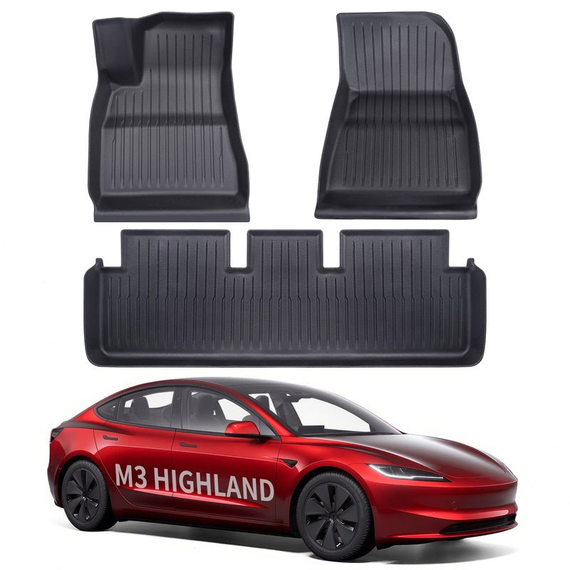 All Weather TPE Interior Floor Mats Cargo Liners Set for Tesla 2024+ Model 3 Highland - T-Launch