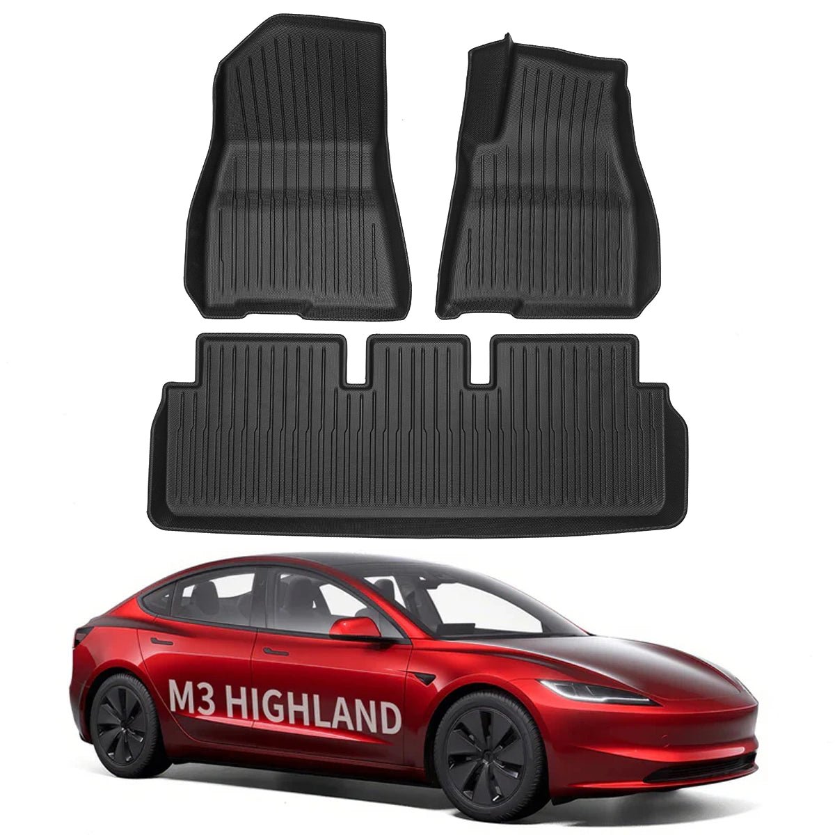 All Weather TPE Interior Floor Mats Cargo Liners Set for Tesla 2024+ Model 3 Highland - T-Launch