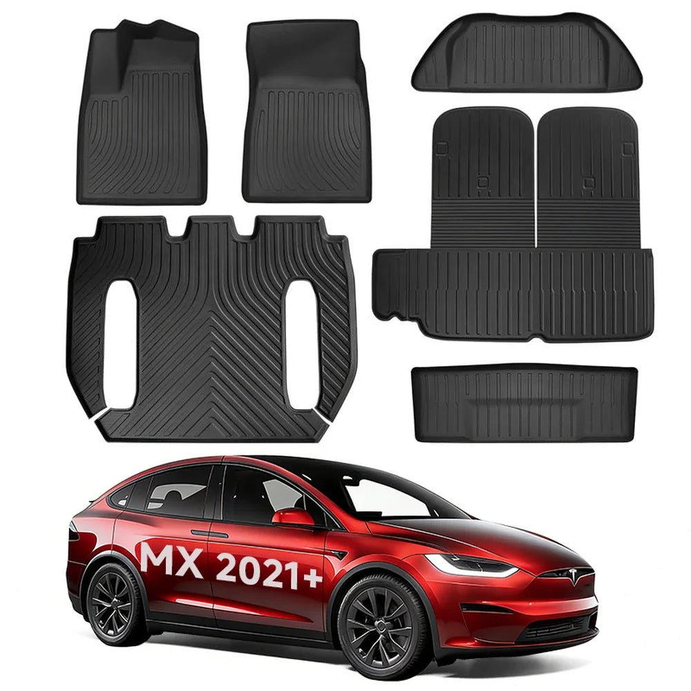 All Weather TPE Interior Floor Mats Cargo Liners Set for Tesla Model X 2021+ - T-Launch