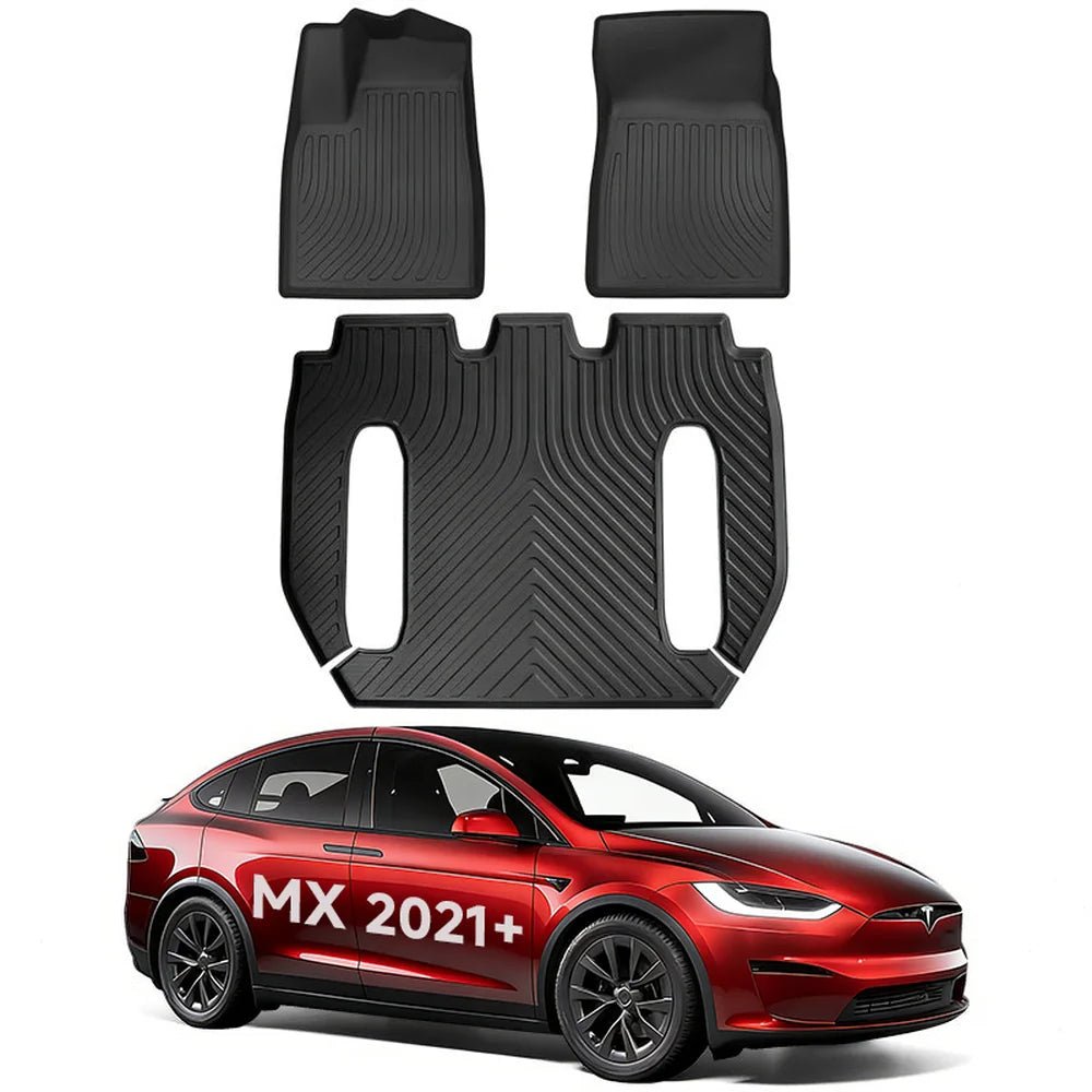All Weather TPE Interior Floor Mats Cargo Liners Set for Tesla Model X 2021+ - T-Launch