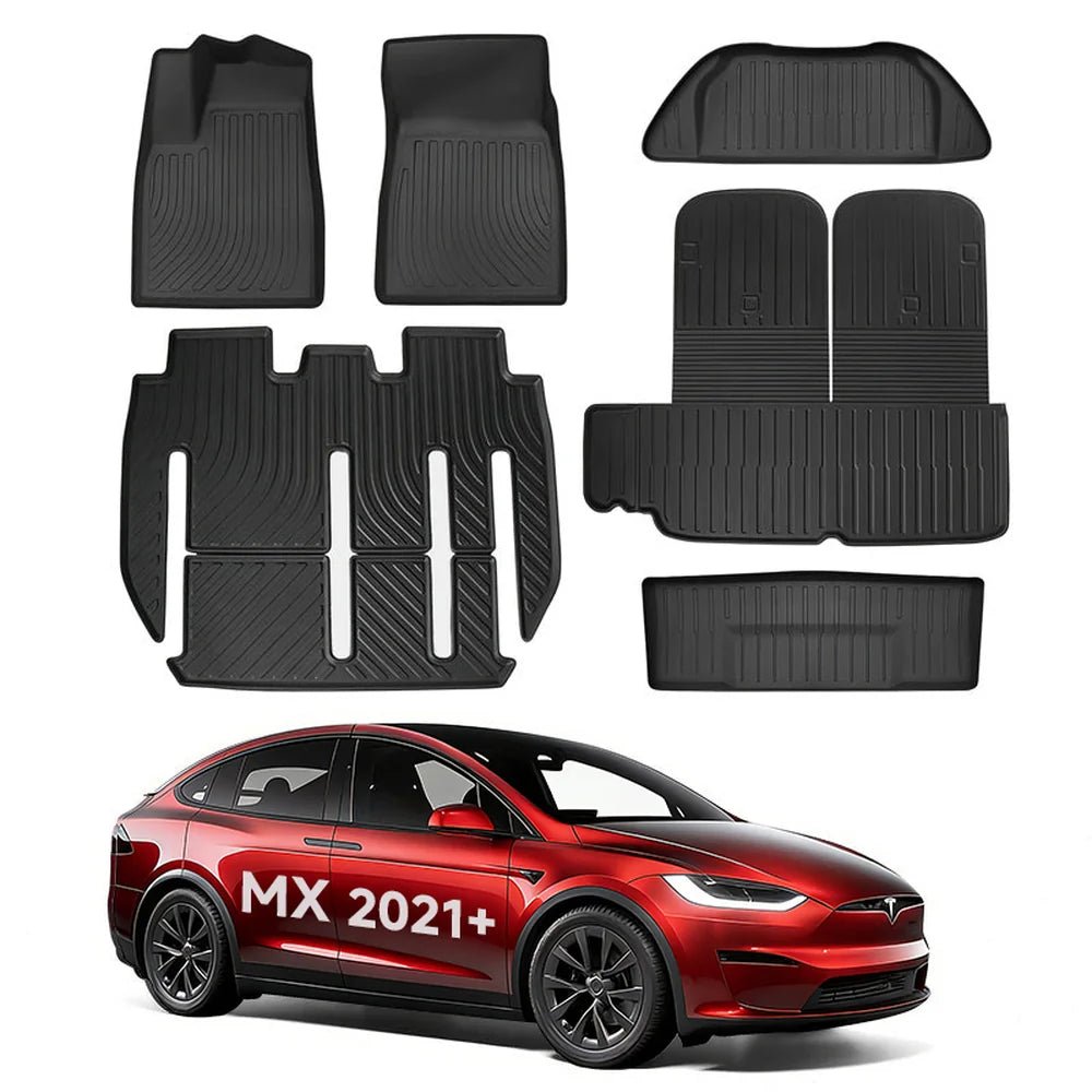 All Weather TPE Interior Floor Mats Cargo Liners Set for Tesla Model X 2021+ - T-Launch