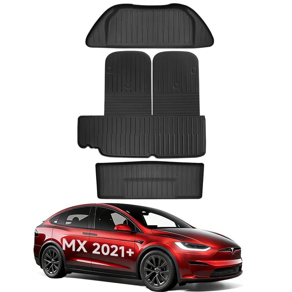 All Weather TPE Interior Floor Mats Cargo Liners Set for Tesla Model X 2021+ - T-Launch