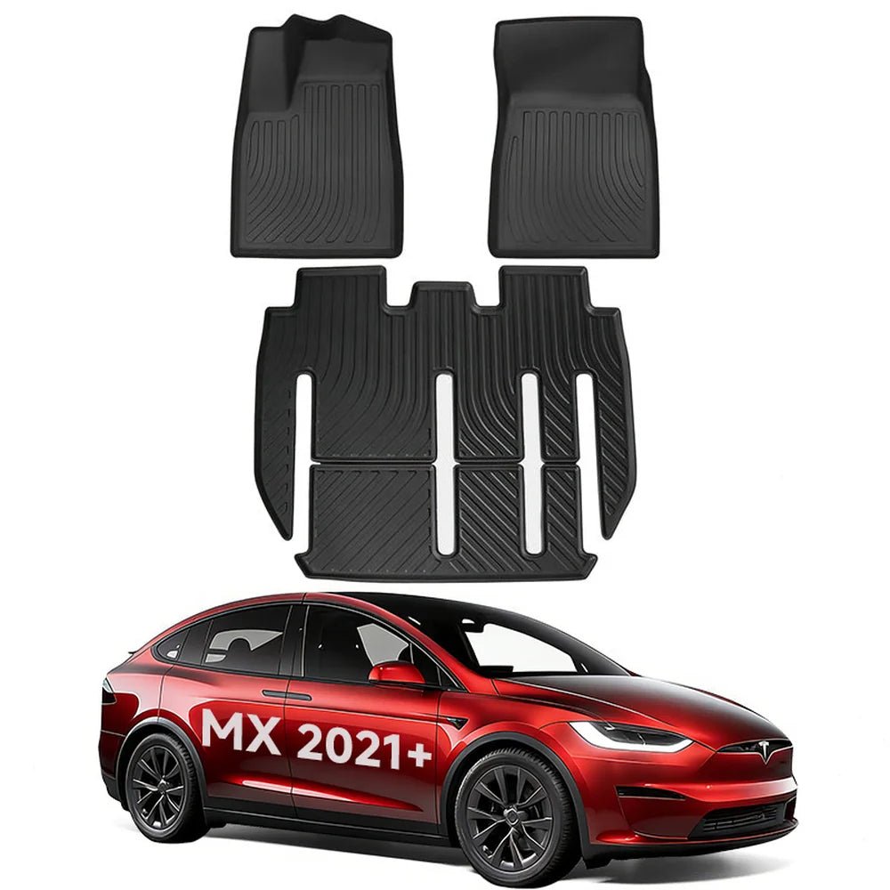 All Weather TPE Interior Floor Mats Cargo Liners Set for Tesla Model X 2021+ - T-Launch