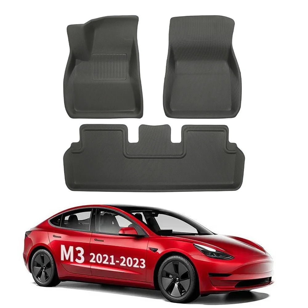 All Weather XPE Interior Floor Mats Cargo Liners Set for 2021-2023 Tesla Model 3 - T-Launch