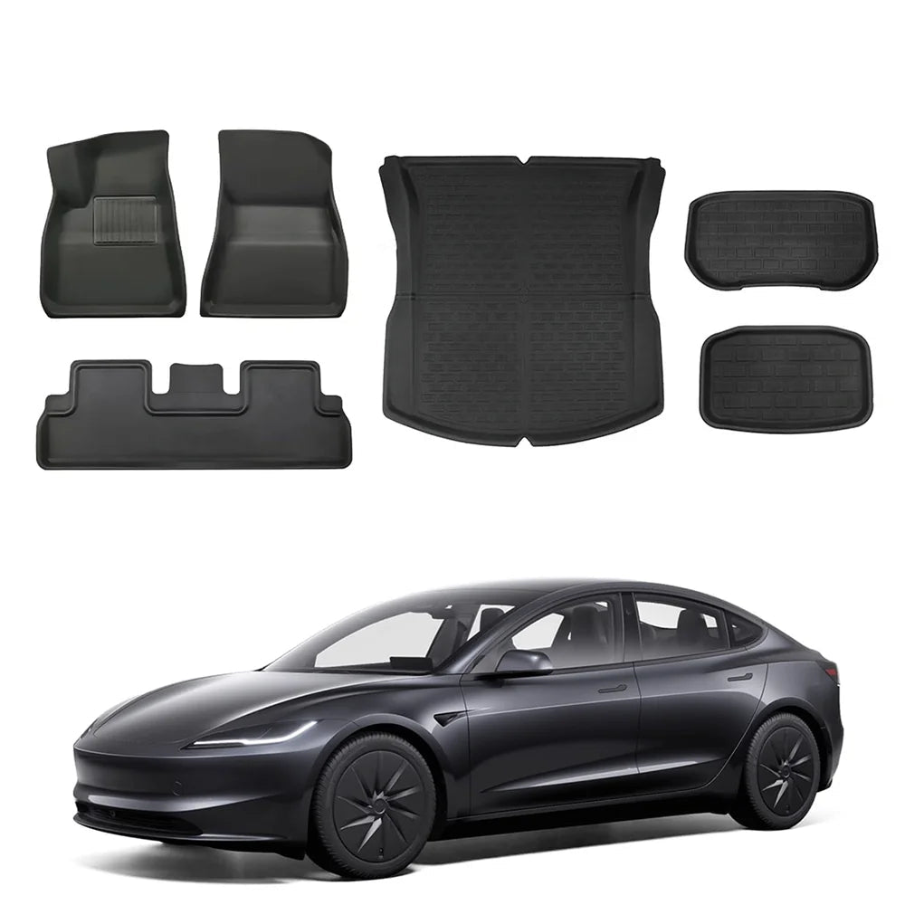 All Weather XPE Interior Floor Mats Cargo Liners Set for Tesla Model 3 Highland Standard 2025+ - T-Launch