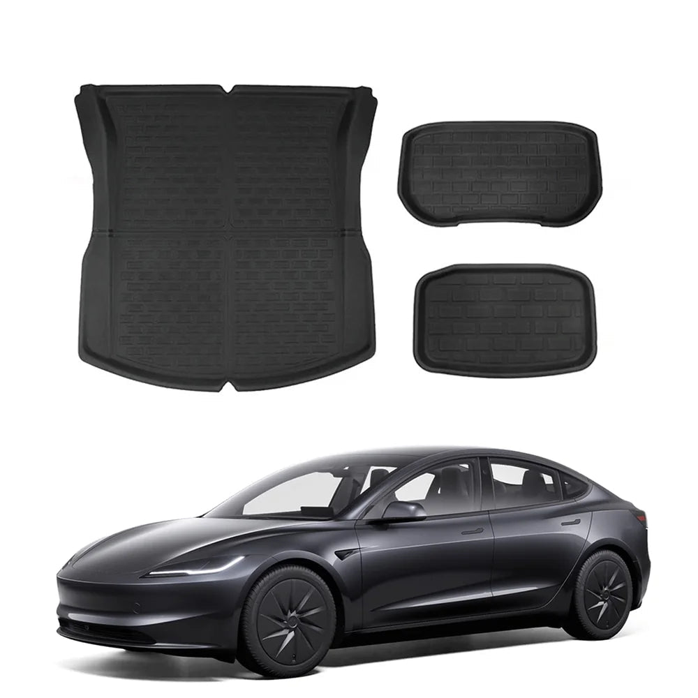 All Weather XPE Interior Floor Mats Cargo Liners Set for Tesla Model 3 Highland Standard 2025+ - T-Launch