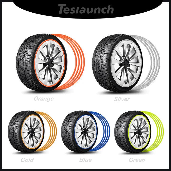 Aluminum Alloy Wheel Rim Protectors for All Tesla Models 3/Y/S/X (4 PCS) - T-Launch