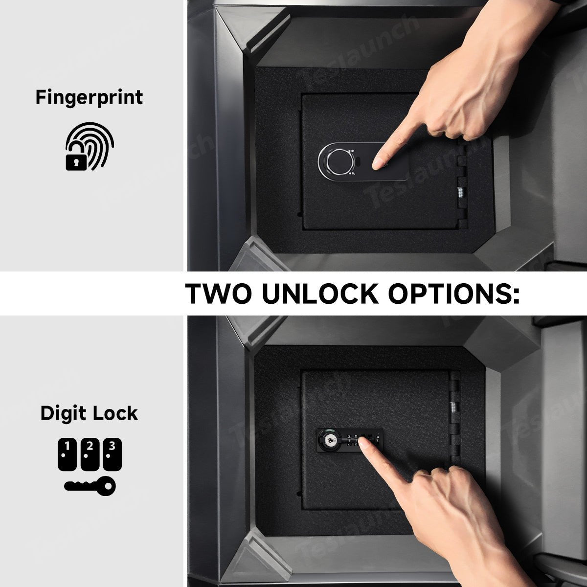 Anti-Theft Center Console Safe Lockbox for Tesla Cybertruck - T-Launch