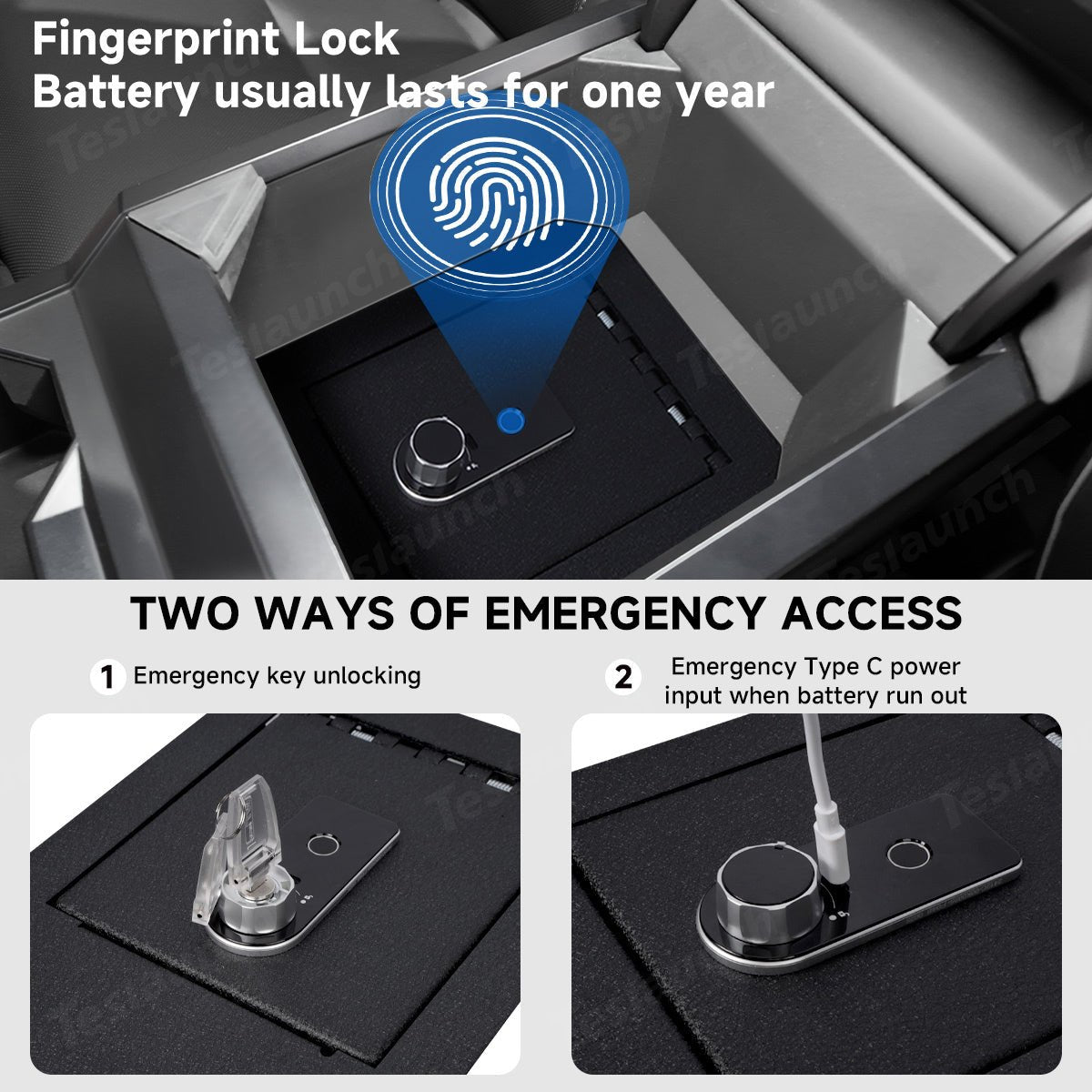 Anti-Theft Center Console Safe Lockbox for Tesla Cybertruck - T-Launch