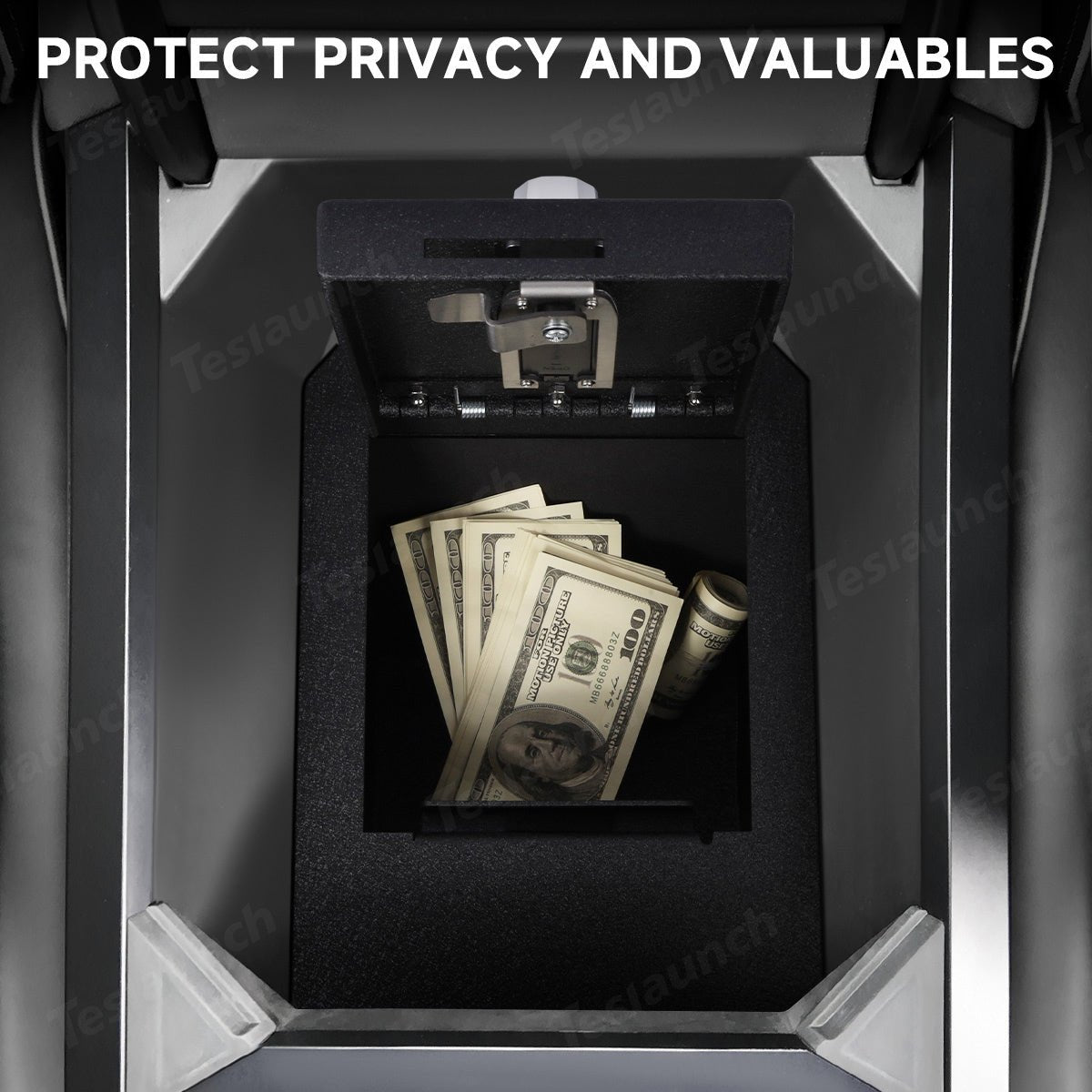 Anti-Theft Center Console Safe Lockbox for Tesla Cybertruck - T-Launch