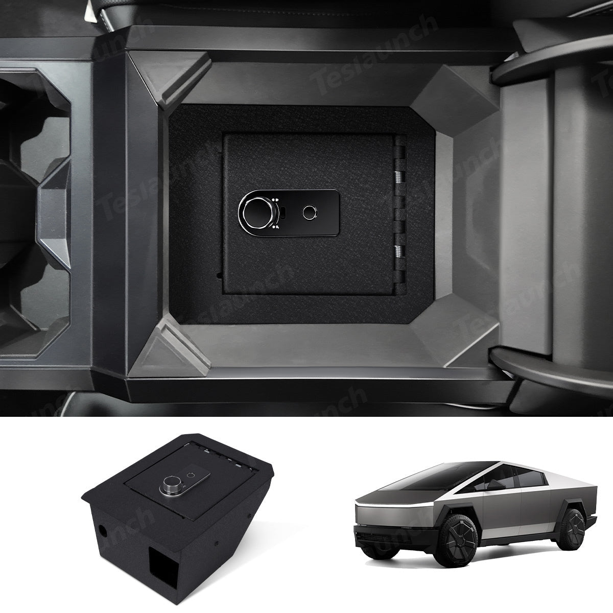 Anti-Theft Center Console Safe Lockbox for Tesla Cybertruck - T-Launch