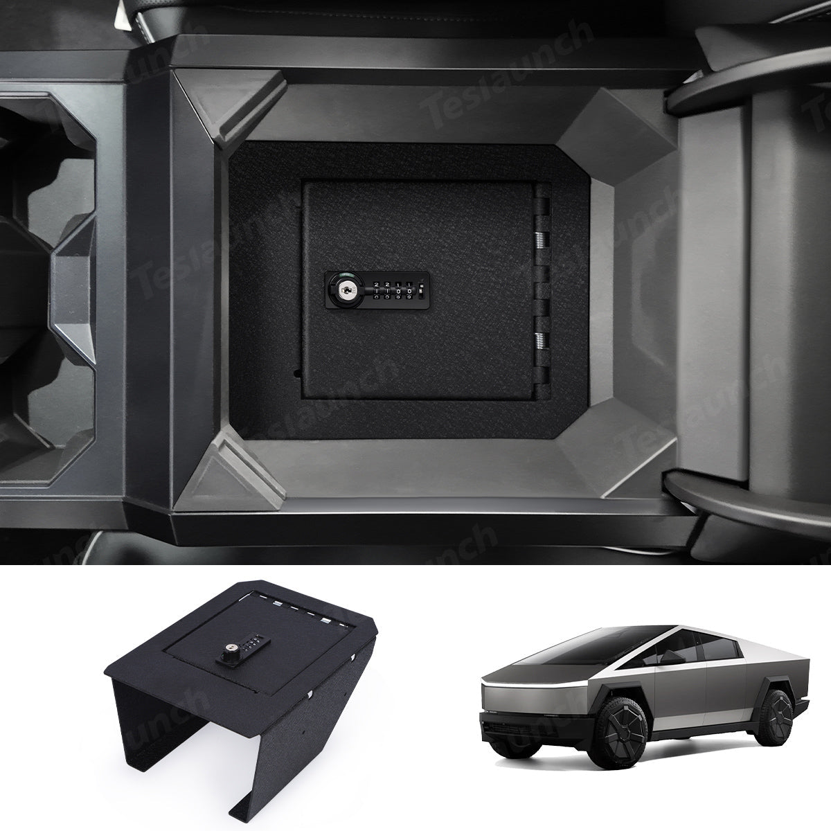 Anti-Theft Center Console Safe Lockbox for Tesla Cybertruck - T-Launch